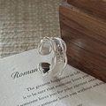 S925 Sterling Silber Vintage Ring mit Webstruktur und Retro-Sternen-Design im Boho-Stil - Einstellbar Offen / Vintage Sternenstrahl Relief Stil (JZA148)