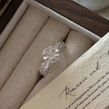 S925 sterling silver ring featuring a sparkling white crystal and vintage leaf engraving - Adjustable Open / Silver Twisted Texture Style (JZA134)