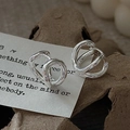 Orecchini a doppio cerchio in argento sterling S925 con finitura argentata lucida elegante - Argento 925 / Doppio Cerchio Irregolare Argento (EHY133)
