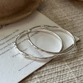 Orecchini a cerchio minimalisti in argento sterling S925 con texture a bambù - Stile Texture Pieghettata (EHY128) / Argento