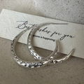 S925 sterling silver hoop earrings with vintage hammered texture on white card background - Silver Hammered Hoop Style (EH229)