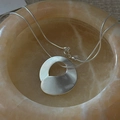 Minimalist S925 sterling silver necklace with matte irregular geometric pendant on snake chain - Irregular Ring Snake Bone Chain Necklace (XLU130) / 925 Silver