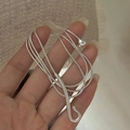 Minimalist S925 sterling silver beaded snake chain necklace with curved hook design - 925 Silver / Silver (XL363)
