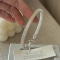 Bracciale minimalista in argento S925 a rete con chiusura a S su cartoncino strutturato - Argento 925 / Stile Tessitura a Maglia (SLS180)