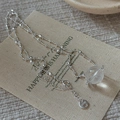 Collana minimalista in argento S925 con ciondolo in cristallo trasparente su lino - Argento 925 / Stile Argento (XL333)