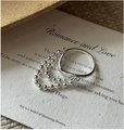 Verstellbarer S925 Sterlingsilber Ring mit einzigartigen zweischichtigen Perlenketten - Einstellbar Offen / Stil B-JZF126
