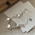 Bracciale multistrato in argento sterling S925 con perline e ciondoli su carta vintage - Stile Perline Multistrato Vintage (SLS175) / Argento 925