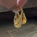 Polished S925 sterling silver golden teardrop earrings with a glossy mirror finish - 925 Silver / Gold-EHL096