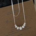 Minimalist S925 sterling silver necklace with seven gradient textured round beads - Gradient Cat Eye Beads Style (XL221) / 925 Silver