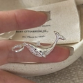 Handgehouden S925 sterling zilveren walvis hanger met sprankelende kristallen - Dolfijnvorm (DZ185) / 925 zilver