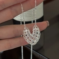 Collier en argent sterling S925 avec pendentif cœur ajouré au design vintage tissé - Pendentif Cœur Ajouré (XLT142) / Argent 925