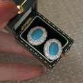 Vintage S925 Silber Türkis Ohrringe in einer grünen Geschenkbox für minimalistischen Stil - Vintage Oval Türkis Stil (EHJ072) / 925er Silber