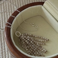 S925 sterling silver tassel necklace with natural shell beads on a rustic wooden box - Beaded Tassel Style (31TL22)