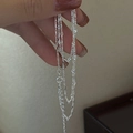 Minimalist S925 sterling silver multi-layered necklace with faceted geometric beads - 925 Silver / Silver(XLT148)