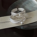 Verstellbare S925 Sterlingsilber Perlenringe mit mattem Finish und gedrehtem Design - Einstellbar Offen / Perlenwickel-Stil (JZA169)