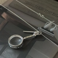 S925 sterling silver magnifying glass necklace with vintage hammered texture finish - Magnifying Glass Key Style (XLT141) / 925 Silver
