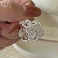 Elegant S925 sterling silver open ring with vintage lace texture and scalloped design - 925 Silver / Hollow Lace Texture (EHR104)