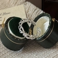 Minimalist S925 sterling silver vintage textured twisted rope ring on green velvet box - Adjustable Open / Vintage Textured Woven (JZA184)