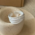 Minimalist S925 sterling silver multilayer wire wrapped adjustable open ring for women - Adjustable Open / Multi-layer Winding Lines Style (JZE100)