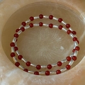 S925 sterling silver bamboo joint bracelet with red agate beads in a minimalist style - Red Agate Bamboo Joint Style (14SL42) / 925 Silver