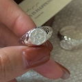 S925 sterling silver hexagon star ring with vintage lava texture and small crystal - Adjustable Open / Silver (JZA167)