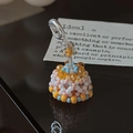 Colorful beaded S925 sterling silver charm pendant on a reflective black background - 925 Silver / Colorful Woven Style (3DZ24)