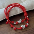 Handcrafted red string bracelet with S925 silver horse charms for New Year luck - 925 Silver / Little Horse Bracelet (15SL33)