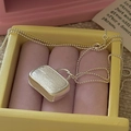 Collana con ciondolo a borsa in argento sterling S925 con trama in metallo spazzolato - Argento 925 / Argento (XLV152)