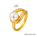 Anello in acciaio inossidabile placcato oro 18K con grande perla finta a goccia - Oro (RC-961G)