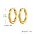 Detail showing the 1.95cm height and 0.25cm width of golden U-shaped earrings - Geometric Oval Gold Style (EH-796G)