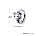 Dettaglio orecchino a cerchio volpe con dimensioni 1,28 cm altezza e 0,9 cm larghezza - Stile Volpe (EH-821S02-1)