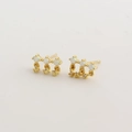 Elegante vergoldete s925 Silber Ohrstecker mit weißem Opal und hängenden Zirkonia - 925er Silber / Gold (Weißer Opal)