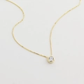 Collana minimalista in argento S925 con ciondolo solitario in zircone dorato - Oro (Rotondo) / Argento 925