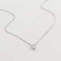 Collana in argento sterling S925 con ciondolo a cuore e zircone su catena box - Platino (Cuore) / Argento 925