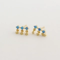 S925 Silber Gold-Ohrstecker mit drei blauen Opalen und weißen Zirkonia-Steinen - 925er Silber / Gold (Blauer Opal)