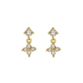 Exquisite gold S925 silver four-leaf clover earrings with sparkling clear zircon stones - 925 Silver / Gold (White Stone)