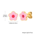 Boucles d'oreilles fleur rose et dorées avec dimensions et poids du produit - Style Fleur (ES-587)