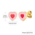 Boucles d'oreilles cœur dorées avec finition émaillée rose et rouge pour femme - Style Cœur (ES-588)