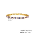 Golden hip-hop evil eye tennis bracelet with blue and white cubic zirconia stones, 21cm long - 21cm / Gold