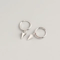 Orecchini a cerchio minimalisti in argento S925 con pendenti a cono geometrici - Argento 925 / Oro Bianco