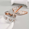 Silver hammered stainless steel open bangle with orange silk scarf bow accent - Silver Bracelet With Radial Scarf