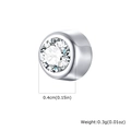Silver vintage clip-on earring featuring 4mm clear cubic zirconia with metal polish - White 4MM (ES-331SW-1-4MM)
