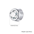 0.8cm silver clip-on earring with round white cubic zirconia inlay for men - White 8MM (ES-331SW-1-8MM)