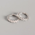 Elegant S925 sterling silver hoop earrings with shimmering white zircon stones in silver - 925 Silver / White Gold