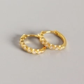 Elegant gold S925 silver hoop earrings featuring a row of white sparkling cubic zirconia - 925 Silver / Gold