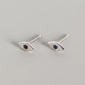 Orecchini a lobo malocchio in argento S925 con pietre blu e cristalli brillanti - Argento 925 / Oro Bianco