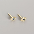 Orecchini a lobo occhio del diavolo in argento S925 dorato con cristalli blu e bianchi - Argento 925 / Oro