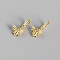 Minimalistische S925 sterling zilveren oorringen met vergulde bijenhanger details - 925 zilver / Goud