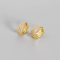 Orecchini a cerchio in argento S925 dorato con tripla fila di zirconi micro-pavé - Argento 925 / Oro