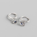 S925 Sterling Silber Creolen mit blauen Zirkonia Evil Eye Anhängern in Silberoptik - 925er Silber / Weißgold